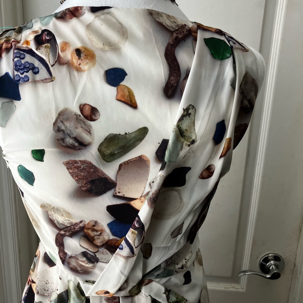 Elegant Costal vibe Multicolor Sleeveless very elegant waistband. Vintage dress - Picture 10 of 14
